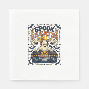 Ghost DJ Spooky Beats Vintage Engraving Halloween  Napkin