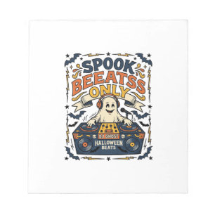 Ghost DJ Spooky Beats Vintage Engraving Halloween  Notepad