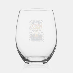 Ghost DJ Spooky Beats Vintage Engraving Halloween Stemless Wine Glass