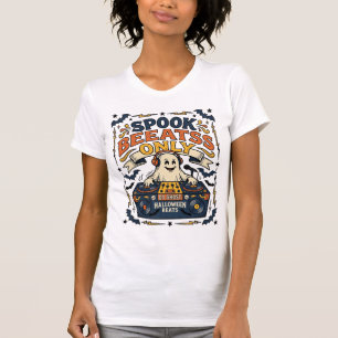 Ghost DJ Spooky Beats Vintage Engraving Halloween T-Shirt
