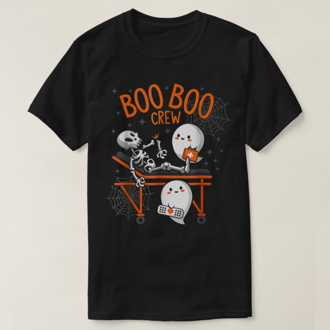 Ghost Doctor Paramedic EMT Nurse Halloween Boo Boo T-Shirt (Design Front)