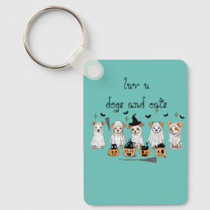 Ghost Dog Black Cat Pumpkin Halloween Key Ring
