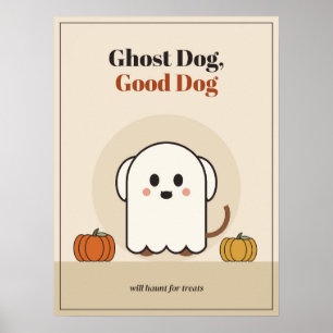 Ghost Dog, Good Dog Cosy Halloween Wall Art
