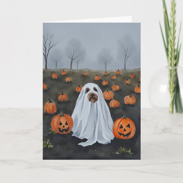 Ghost Dog Watercolor Halloween Card (Front)