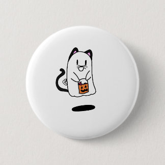 ghost dressing like cat for Halloween 6 Cm Round Badge