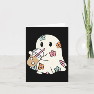 Ghost Drinking Coffee Funny Halloween Costume Coff Card