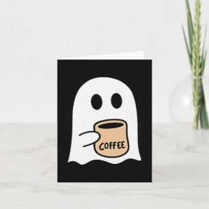 Ghost Drinking Coffee Funny Halloween Costume Coff Card