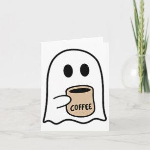 Ghost Drinking Coffee Funny Halloween Costume Coff Card