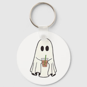 Ghost Drinking Coffee Funny Halloween Costume Coff Key Ring