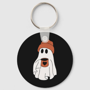 Ghost Drinking Coffee Funny Halloween Costume Coff Key Ring