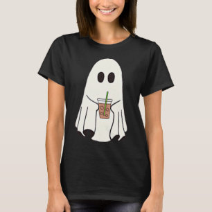 Ghost Drinking Coffee Funny Halloween Costume Coff T-Shirt