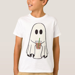 Ghost Drinking Coffee Funny Halloween Costume Coff T-Shirt