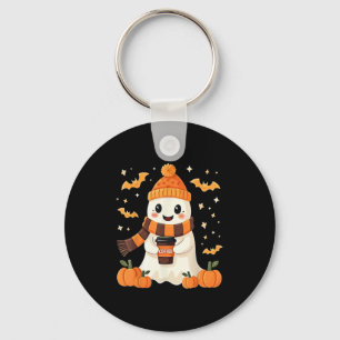 Ghost Drinking Coffee Halloween Cute Ghost Ice Cof Key Ring