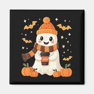 Ghost Drinking Coffee Halloween Cute Ghost Ice Cof Magnet