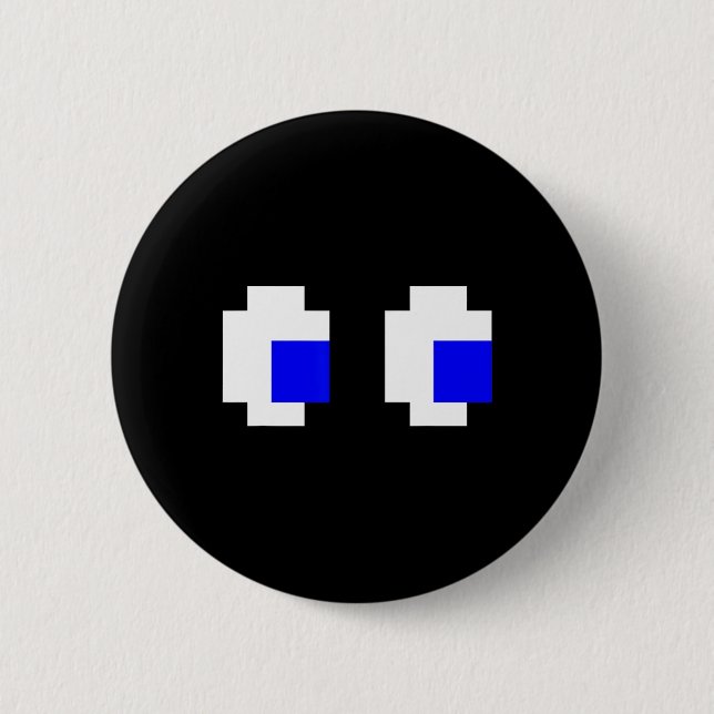 Ghost Eyes Pixel Arcade Video Game 8-bit Matching  6 Cm Round Badge (Front)