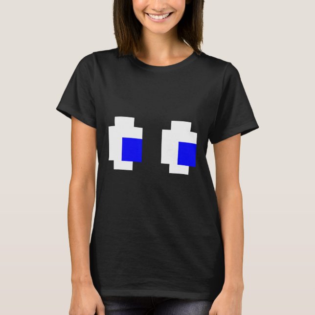 Ghost Eyes Pixel Arcade Video Game 8-bit Matching  T-Shirt (Front)