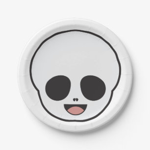 Ghost Face Skeleton Chibi Pastel Goth Halloween Paper Plate
