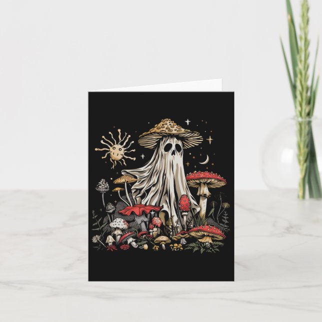 Ghost Fairycore Retro Halloween Gothic Mushroom Gh Card (Front)