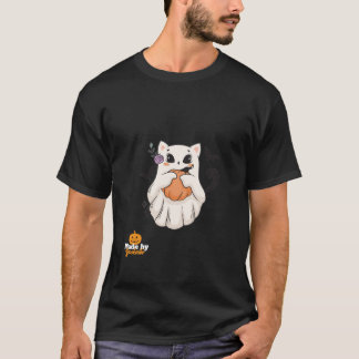 Ghost Female Cat With Pumpkin , T-Shirt