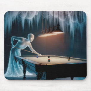 Ghost Figures Playing Pool Mouse Pad