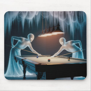Ghost Figures Playing Pool Mouse Pad