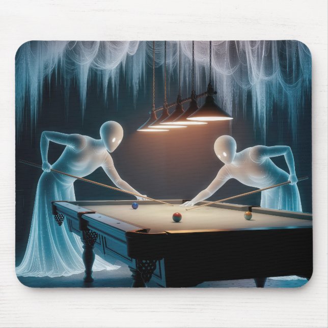 Ghost Figures Playing Pool Mouse Pad (Front)