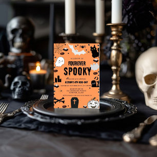 Ghost Fourever Spooky Halloween 4th Birthday party Invitation