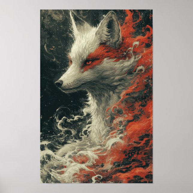 Ghost Fox Miyazaki Hayao Style Hand-drawn Poster (Front)