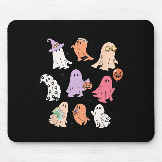Ghost Friends Halloween AAC SLP Squad Speech Langu Mouse Pad (Front)
