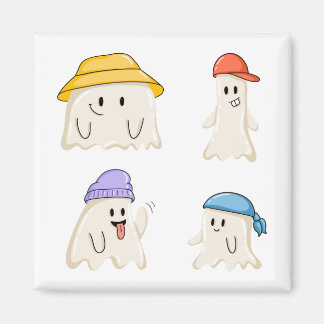 Ghost Friends Wearing Colourful Hats Magnet