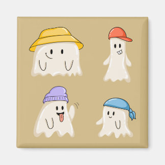 Ghost Friends Wearing Colourful Hats Magnet