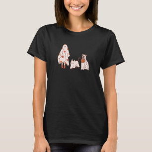 Ghost Girl Ghost Cat Dog Spooky Fall Halloween Sea T-Shirt