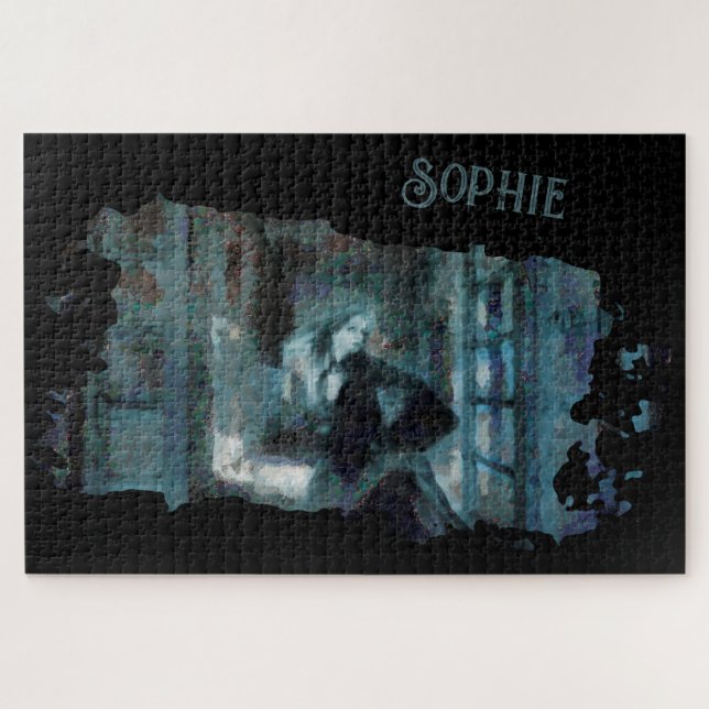 Ghost Girl in Blue – Haunting Surreal Art Jigsaw Puzzle (Horizontal)