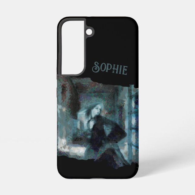 Ghost Girl in Blue – Haunting Surreal Art Samsung Galaxy S22 Case (Back)