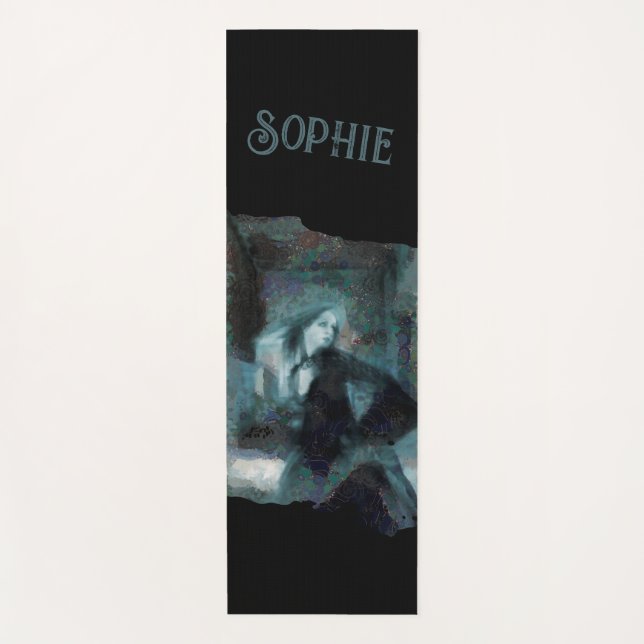 Ghost Girl in Blue – Haunting Surreal Art Yoga Mat (Front)