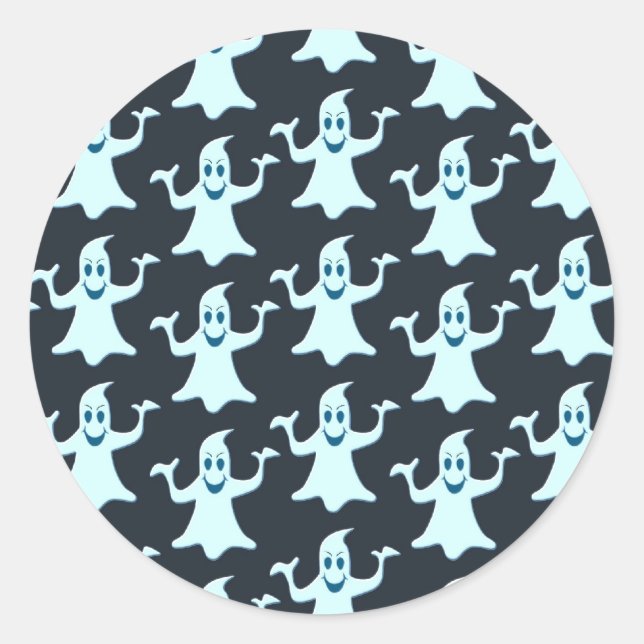 Ghost Glowing Dark Pattern Design Classic Round Sticker (Front)