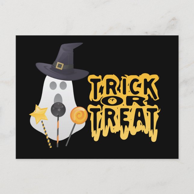 Ghost Goes Trick of Treat Postcard (Front)
