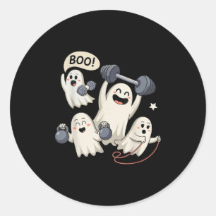 Ghost Gym Halloween Workout Fitness Weightlifting Classic Round Sticker