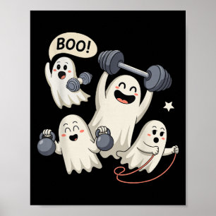 Ghost Gym Halloween Workout Fitness Weightlifting  Poster