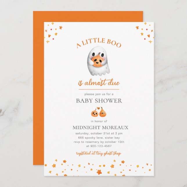 Ghost Halloween Baby Shower Invitation (Front/Back)