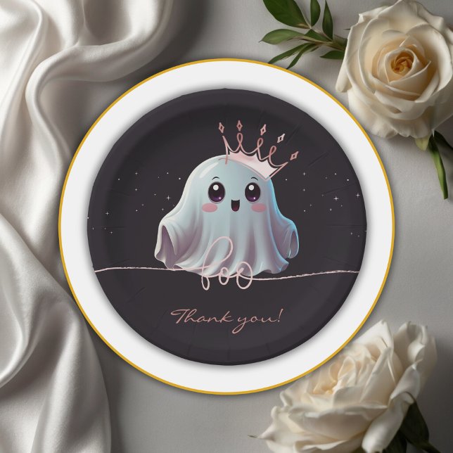Ghost Halloween Baby Shower Little Boo Paper Plate (Creator Uploaded)