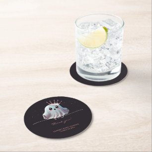 Ghost Halloween Baby Shower Little Boo Round Paper Coaster