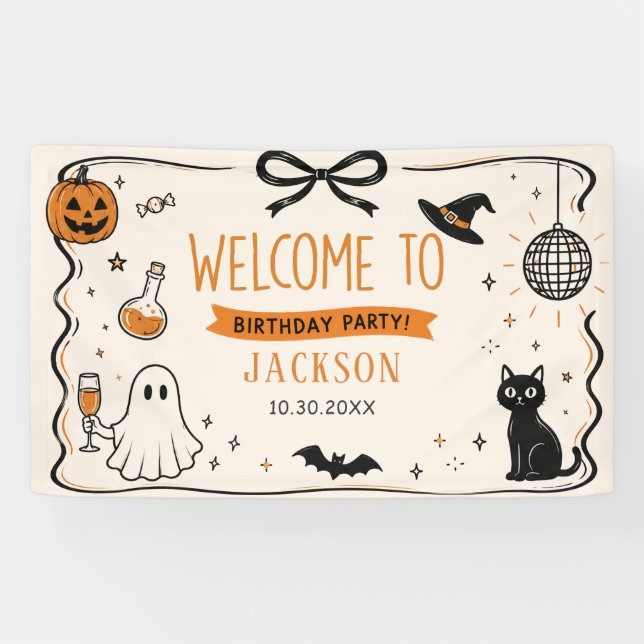 Ghost Halloween Birthday Banner (Horizontal)