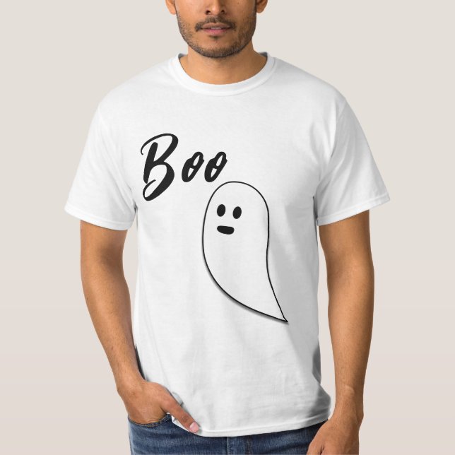 Ghost Halloween black white boo T-Shirt (Front)