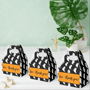 Ghost Halloween black white cute Custom name Favour Box