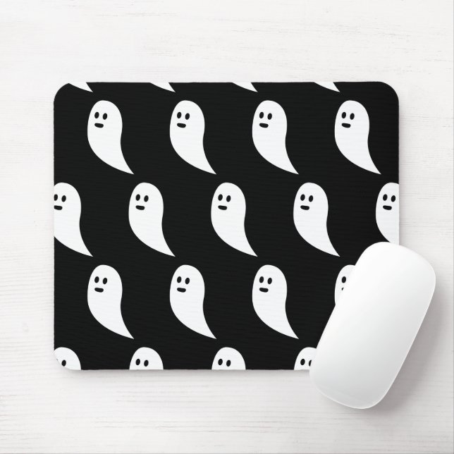 Ghost Halloween black white cute pattern Mouse Pad (With Mouse)