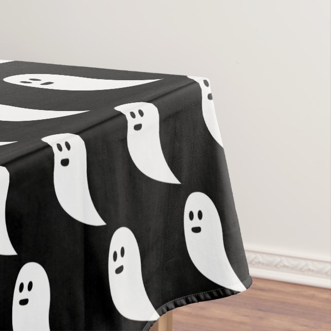 Ghost Halloween black white cute pattern Tablecloth (In Situ)