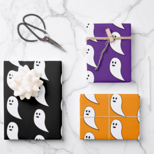 Ghost Halloween black white cute pattern Wrapping Paper Sheet