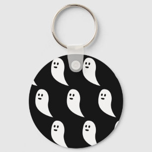 Ghost Halloween black white cute pattern Your name Key Ring
