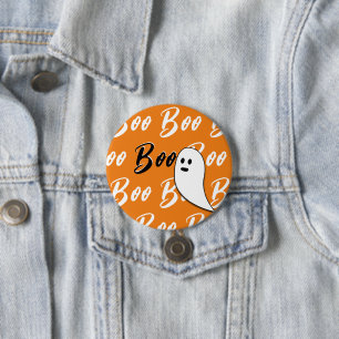 Ghost Halloween black white orange boo 7.5 Cm Round Badge